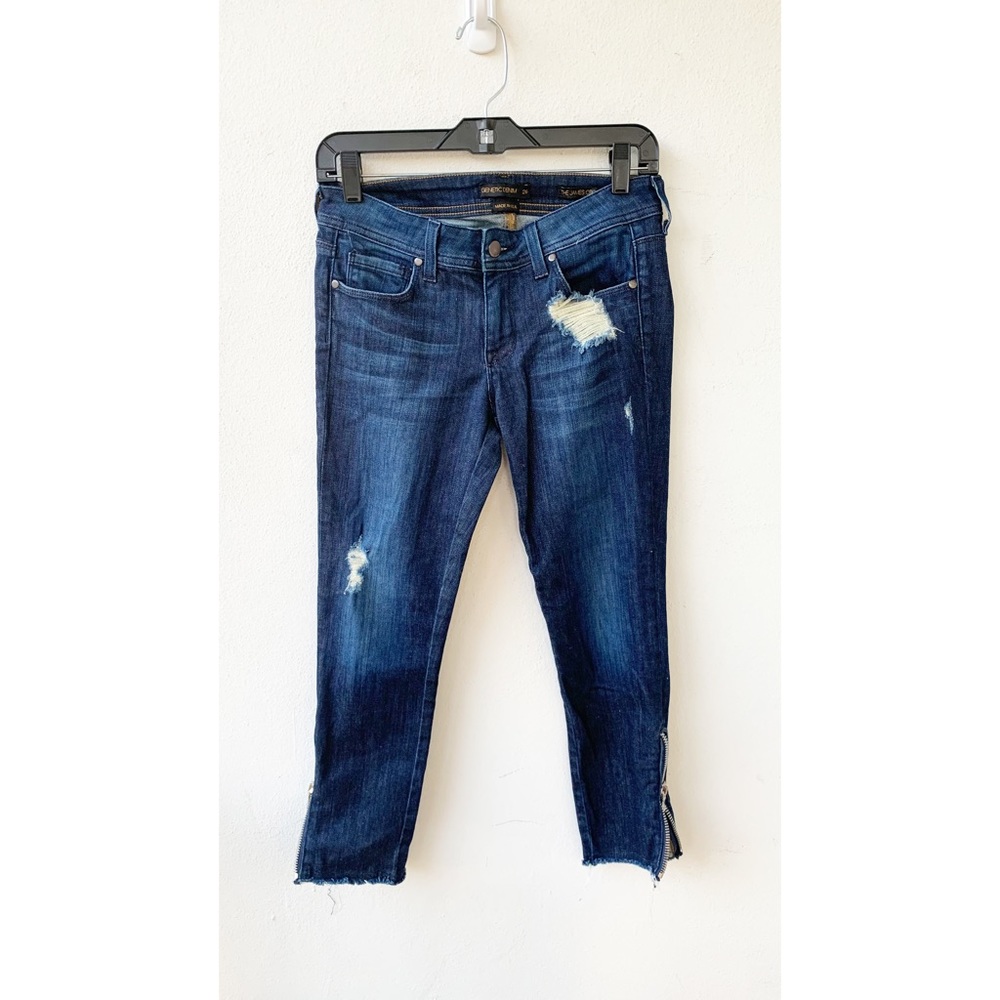 Genetic Denim The James Cropped Zipper Cig Jeans  Frayed Hem low rise